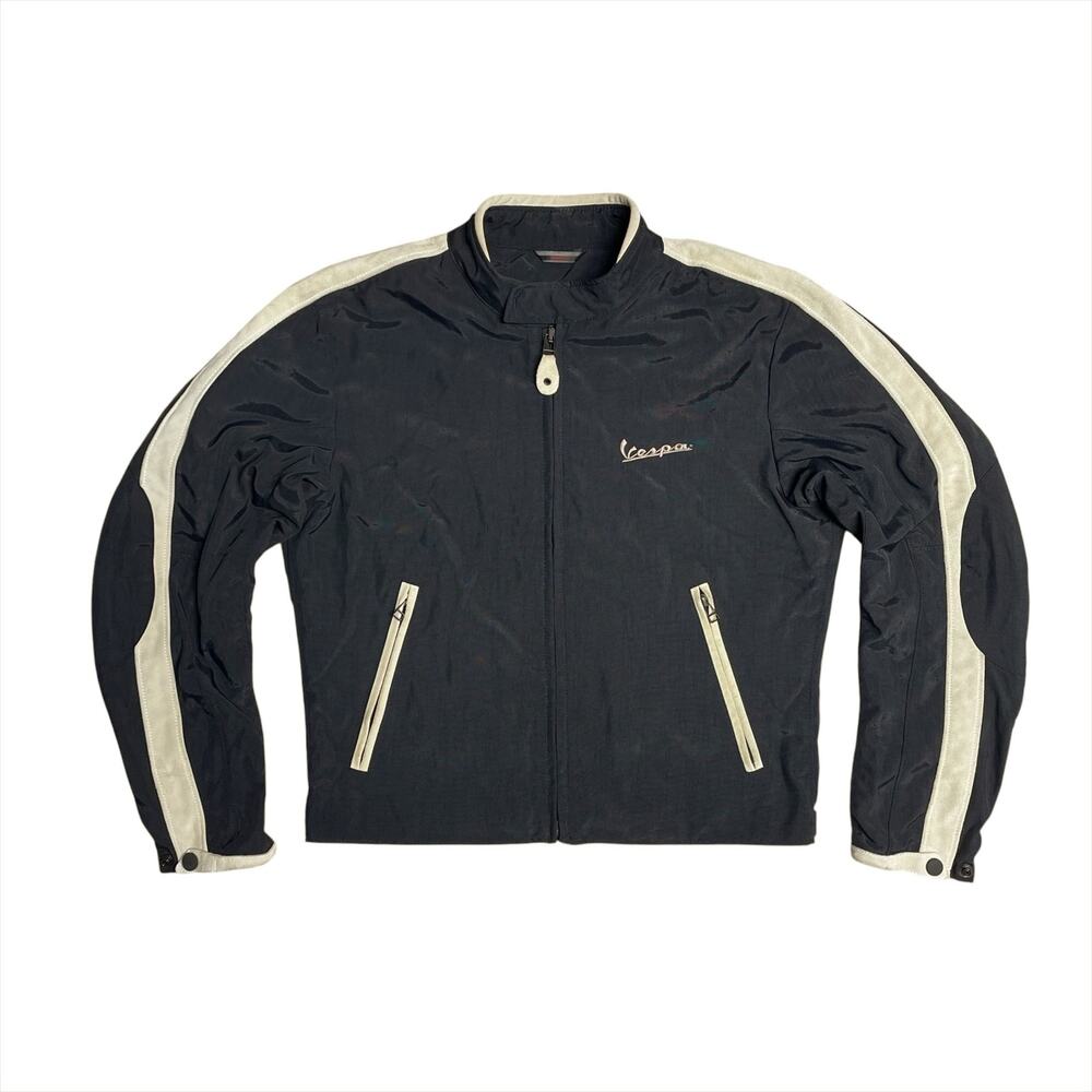 VESPA / DAINESE Y2K Vintage Vespa Club Jacket Black w/ Tan Suede Trim Size 46